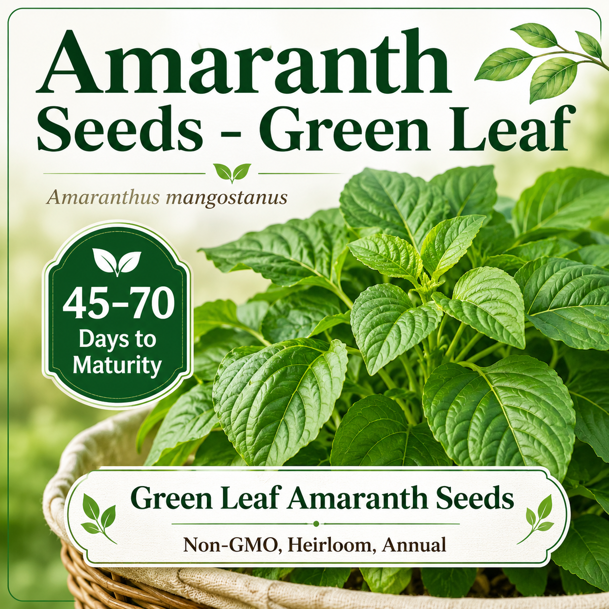 Green Amaranth Seeds (Green Leaf) – Rau Dền Xanh | Heirloom, Non-GMO | Heat-Tolerant Leafy Vegetable