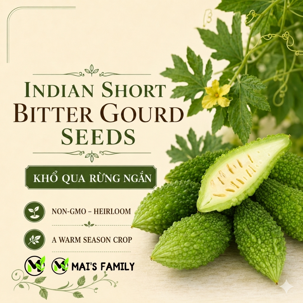 Indian Short Bitter Melon Seeds – Khổ Qua Rừng Lùn Gai, Heirloom Non-GMO Asian Vegetable