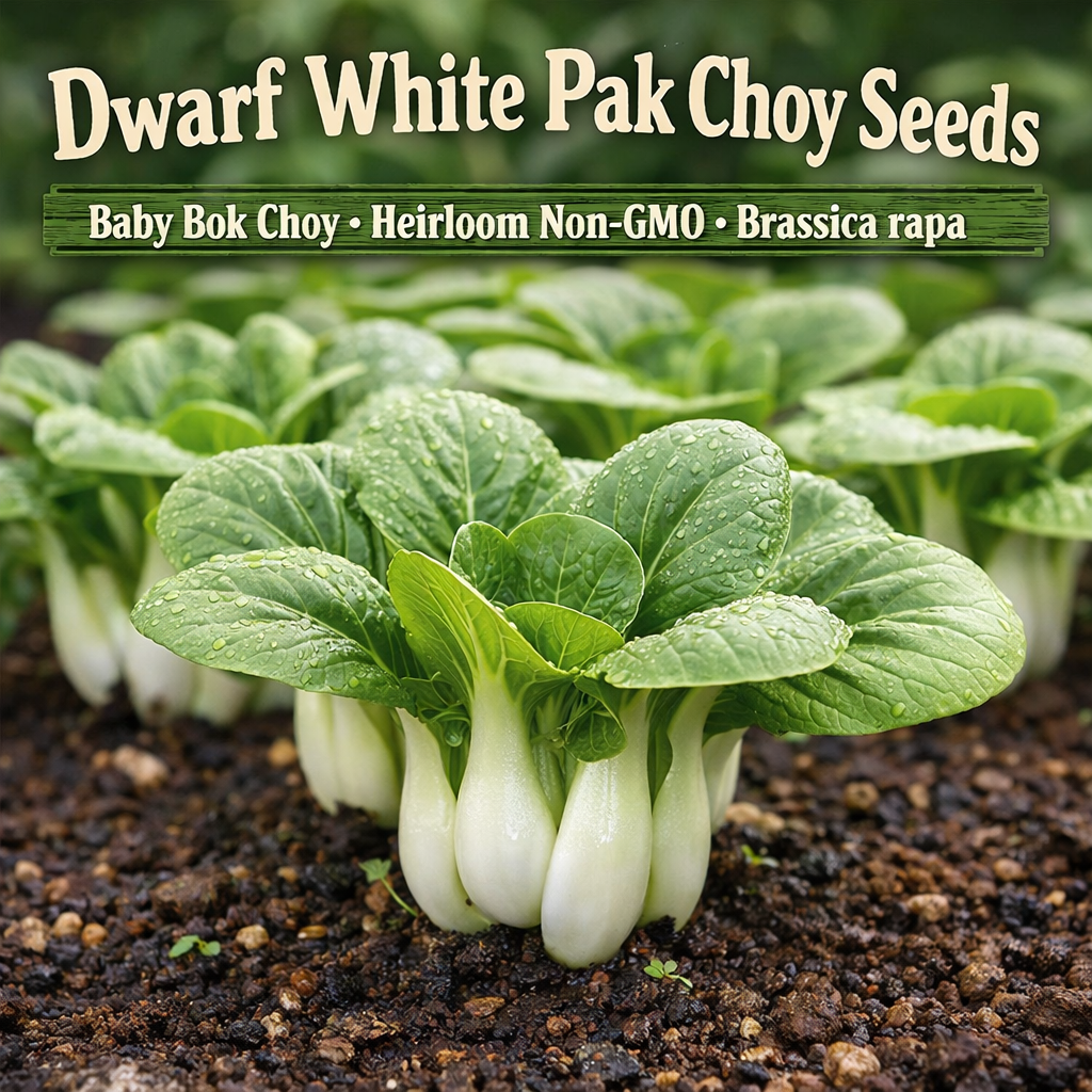 Dwarf White Pak Choy Seeds | Baby Bok Choy | Heirloom Non-GMO | Brassica rapa