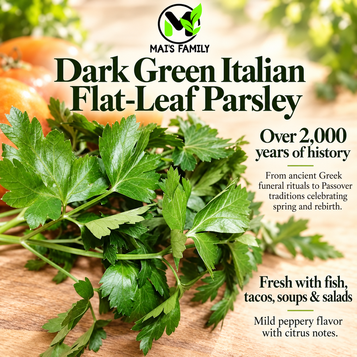 Dark Green Italian Flat Leaf Parsley Seeds – Heirloom Non-GMO