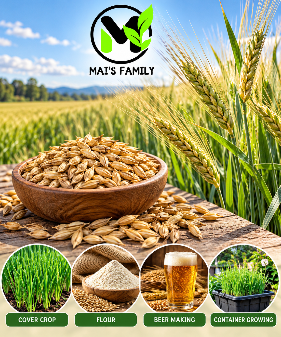 Organic Steptoe Barley – Unhulled Bulk Grain Seeds