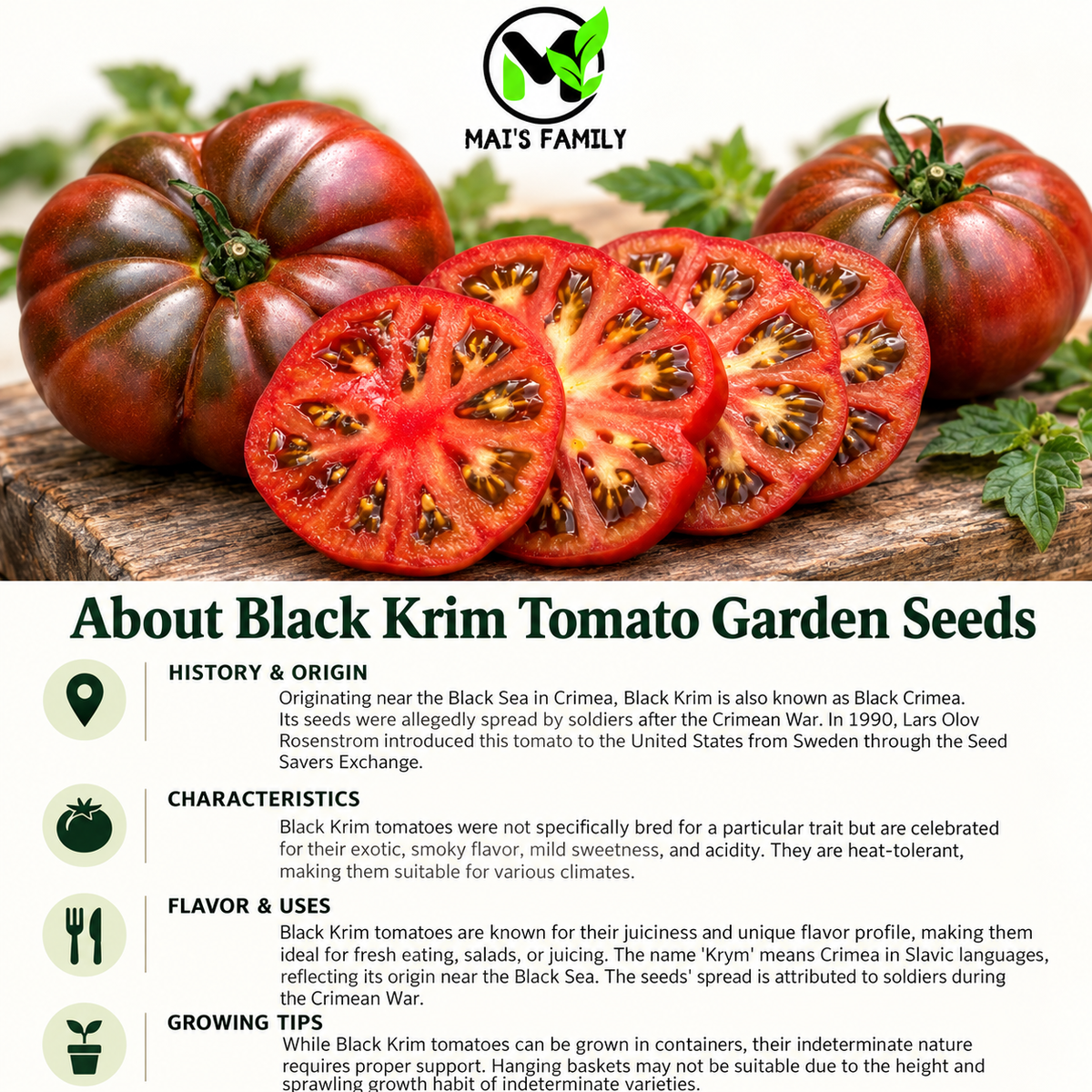 Black Krim Tomato Seeds – Heirloom Non-GMO Dark Slicing Tomato