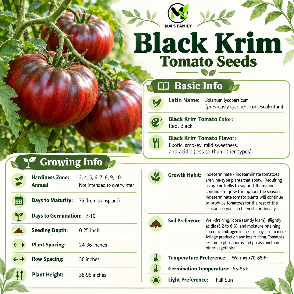 Black Krim Tomato Seeds – Heirloom Non-GMO Dark Slicing Tomato