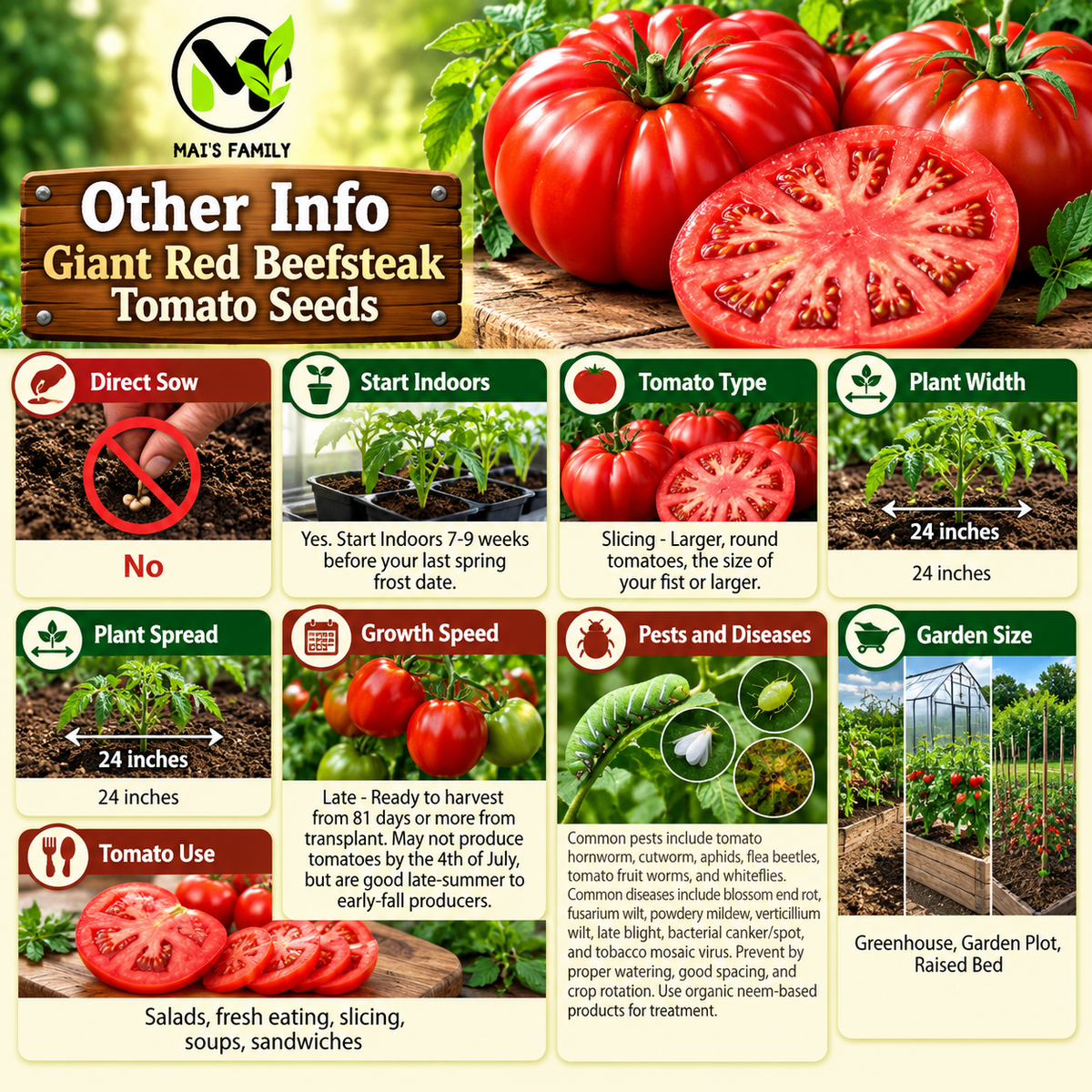 Giant Red Beefsteak Tomato Seeds – Non-GMO Open-Pollinated