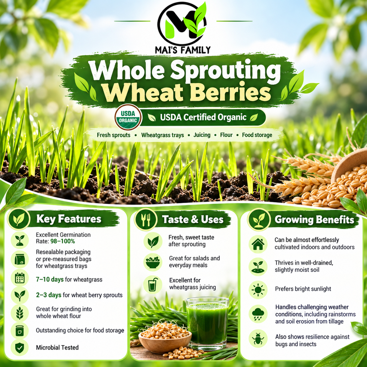 Organic Triticale Grass Seeds – Non-GMO Annual Cereal Grass