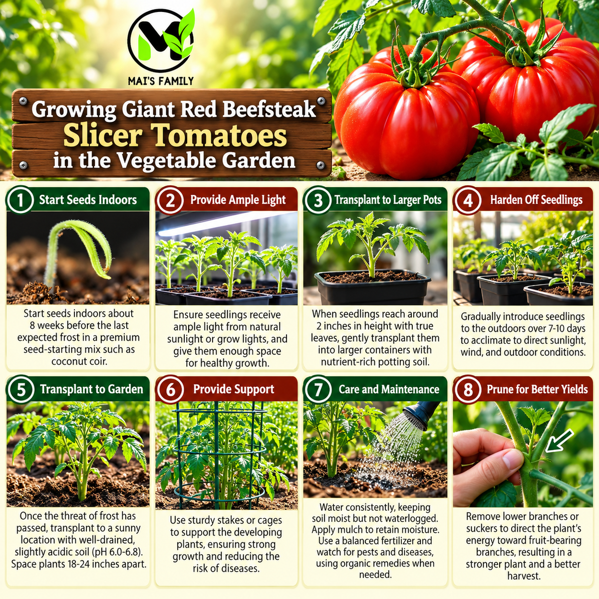 Giant Red Beefsteak Tomato Seeds – Non-GMO Open-Pollinated – Mai's Family