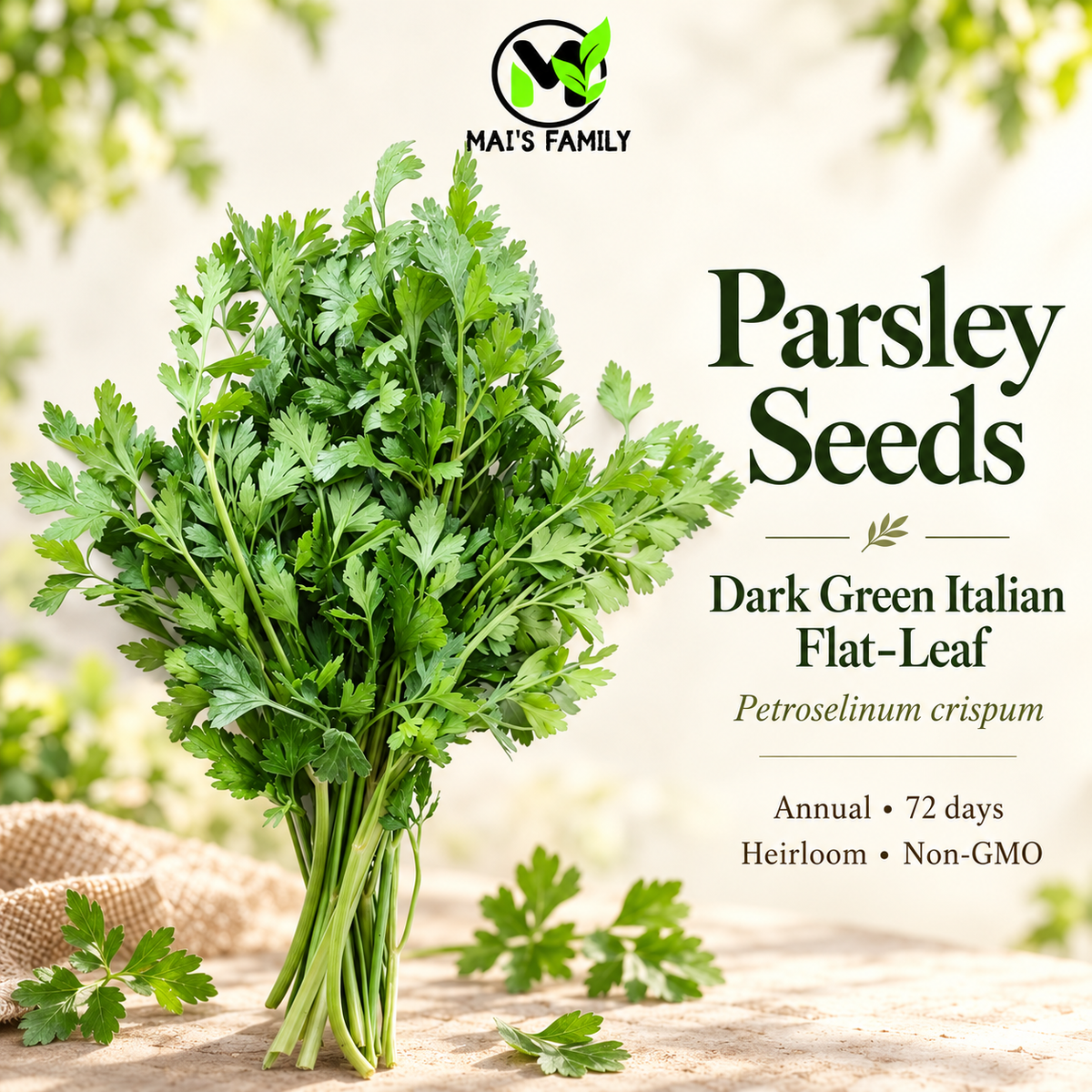 Dark Green Italian Flat Leaf Parsley Seeds – Heirloom Non-GMO