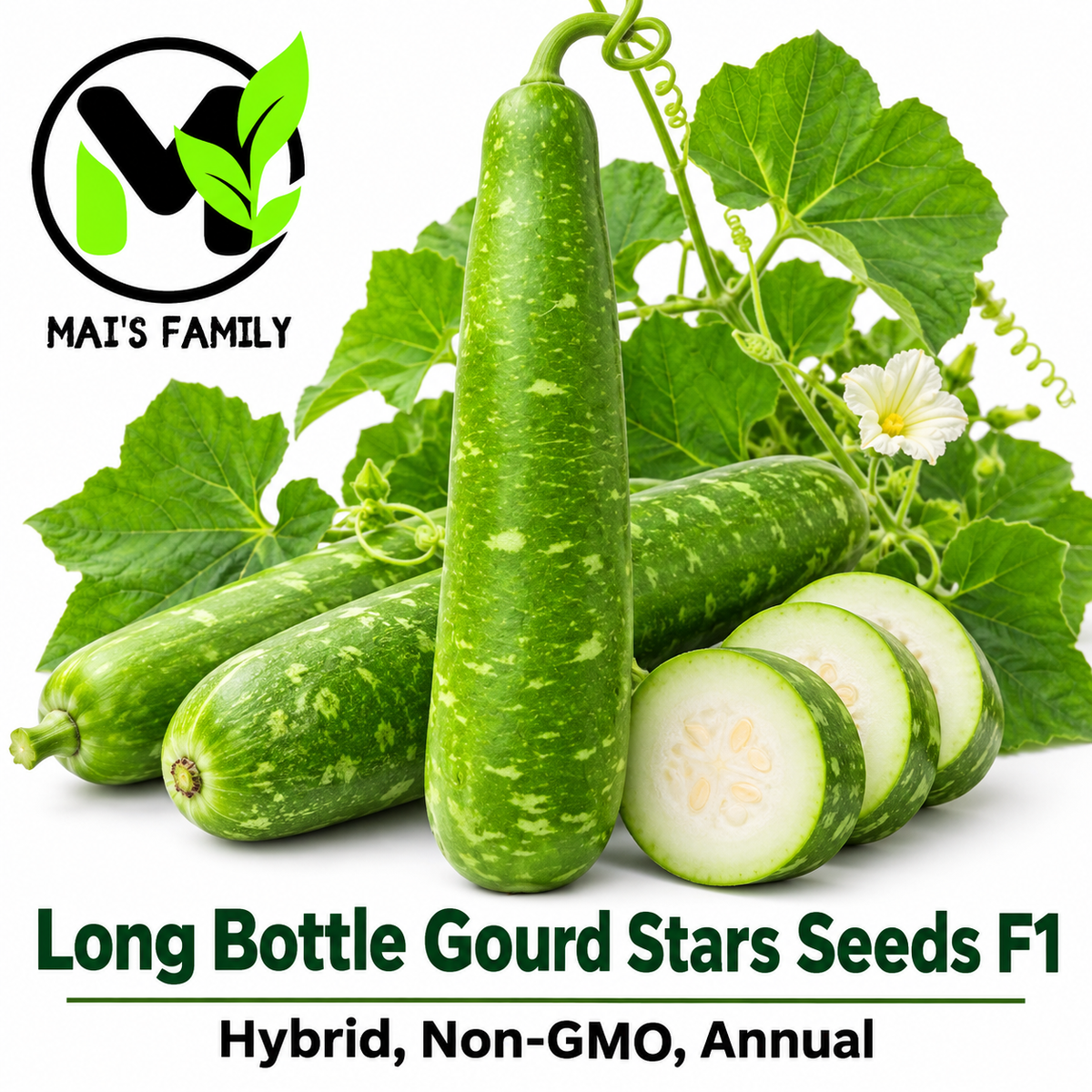 Long Bottle Gourd Stars F1 Seeds – Non-GMO Bau Sao Hybrid- Bầu sao lai