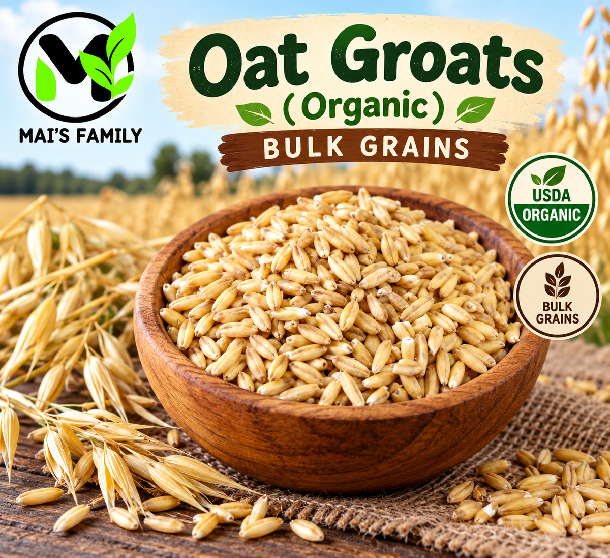 Organic Oat Groats – Hulled Oats Bulk Grain