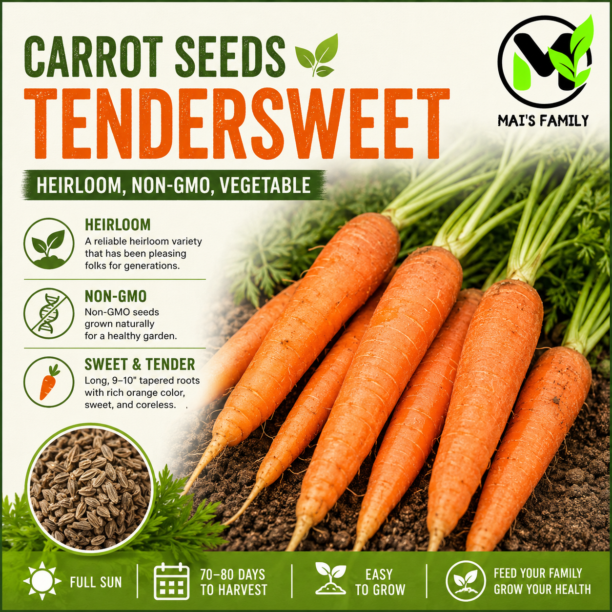 Tendersweet Carrot Seeds – Heirloom Non-GMO