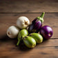 Round Eggplant MIX 3 COLORS SEEDS, cà pháo trộn 3 màu Non-GMO