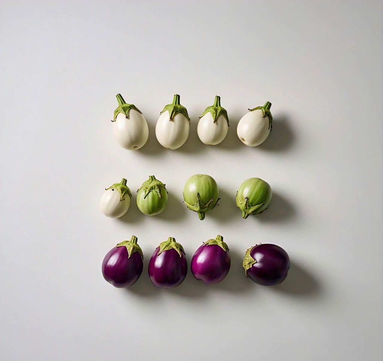 Round Eggplant MIX 3 COLORS SEEDS, cà pháo trộn 3 màu Non-GMO